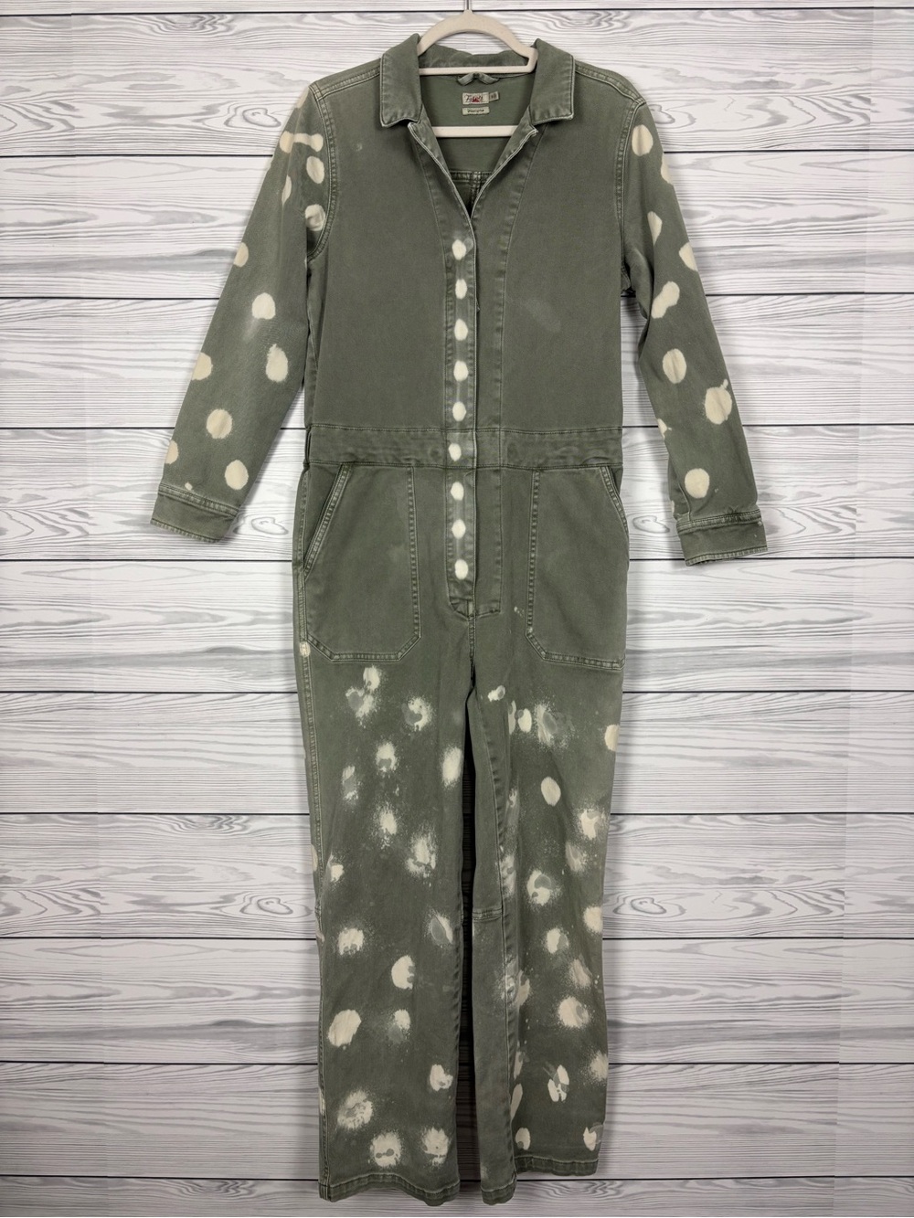 Faherty Sun bleached organic cotton green jumpsuit size medium - Picture 1 of 14